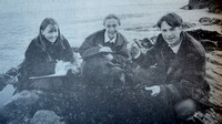Young scientists Aoife McArdle, Emer Whitney & Simon Padley measuring pollution 1994 Bray People 1