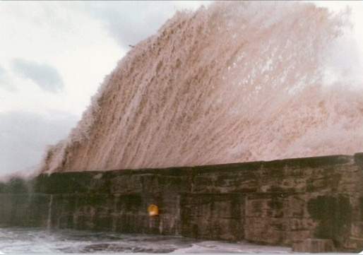Hurricane Charlie Attacks! Greystones Harbour 1980s. Pic Robert Hector Kemp
