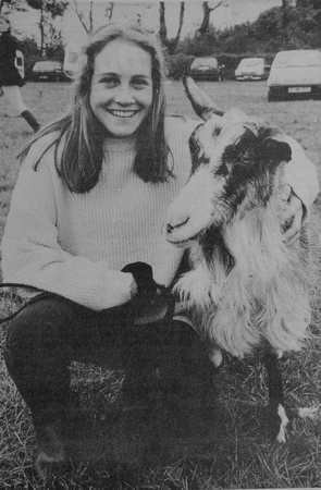 Alison Clancy with pet goat Nanny at Kilcoole Horse Show 1994 Bray People 1
