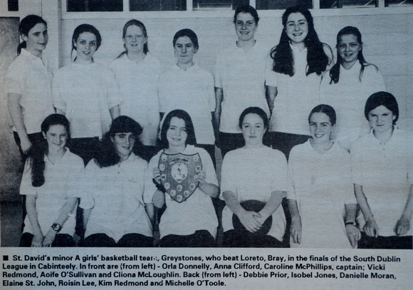 St David's Minor A Girls Basketball team 1994 Bray People 1