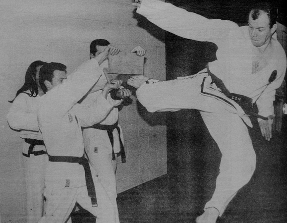 Tae Kwon-Do instructor Stephen White kills another plank 1994 Bray People 1