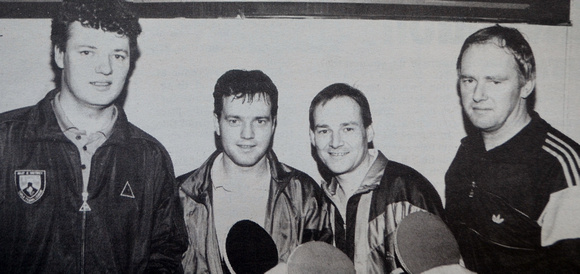 Kilcoole table tennis team John Madden, Colm Lynch, David Seavers & Tommy Condren 1995 Bray People