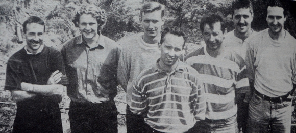 Kilcoole United FC's committee of Noel Doyle, Brendan O'Connor, James Evans, Patrick Shannon, John Campbell, Damien Mooney & David Hunt 1995 Bray People