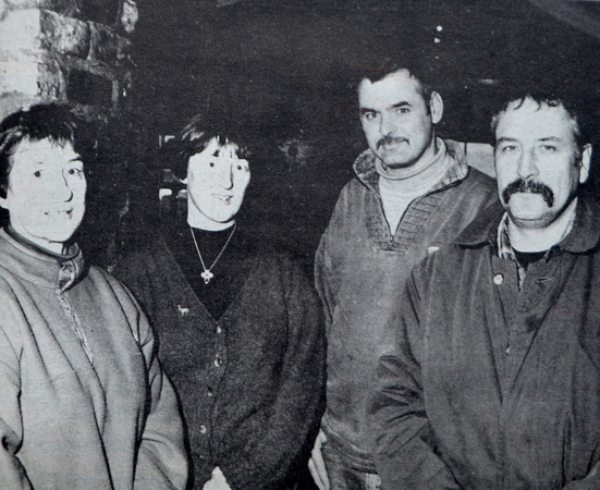 Happy artists Sheila Rahill, Yanny Petters, Chris Booth & Michael Gammell at Coopers exhibit 1995 Bray People