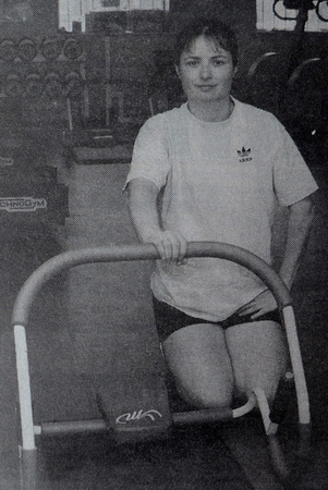 Niamh Foley shows off her gym at McCauley Pharmacy 1997 Bray People