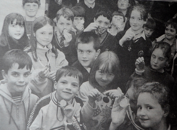 Greystones kids get their Community Games art competition prizes 1997 Bray People