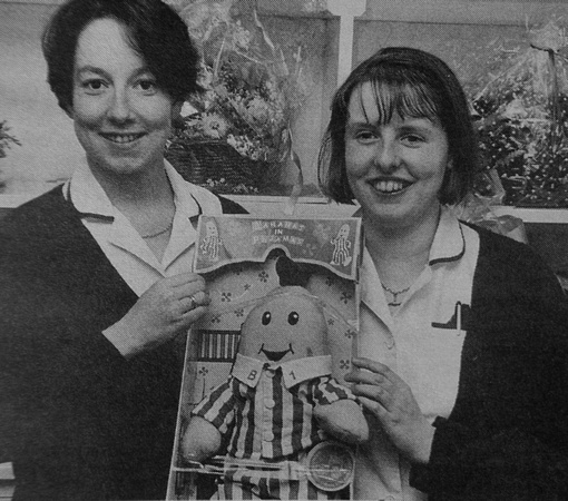 Student nurses Sharon Doyle & Martina Murphy at Newcastle Hospital's Sports Day 1997 Bray People