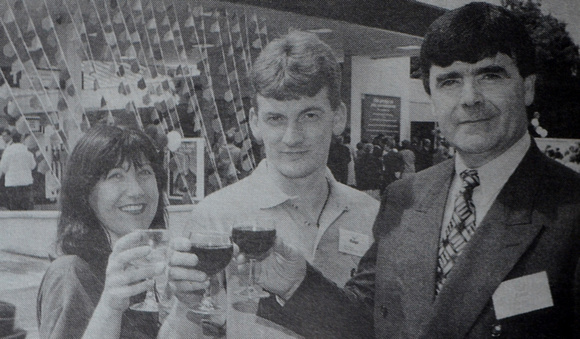 Top's Kilmac opening with owners Paddy & Patricia Butterly and Tedcastle's Tom Fortune 1997 Bray People