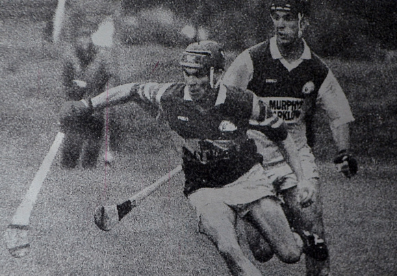 Kilcoole's Mick Keeshan clashes with Arklow's Rock Parnells 1997 Bray People