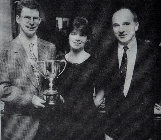 Greystones Sailing Club champion Frank O'Rourke with Geraldine & Fiachra Etchingham 1997 Bray People