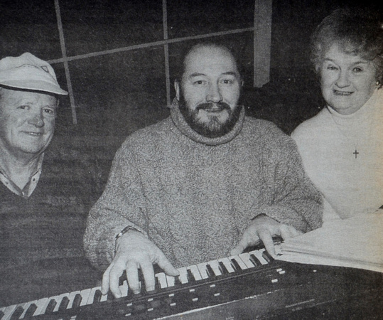 Behind-the-scenes at St Fergal's Little Red Riding Hood, with George Murtagh, Frank Hayes & Jane Hayes 1998 Bray People
