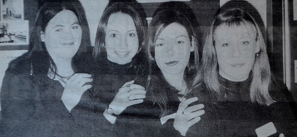 Newcastle Foroige Club members Orla Farrell, Grace Yeoman, Joanne Forde & Nicola Deegg 1998 Bray People