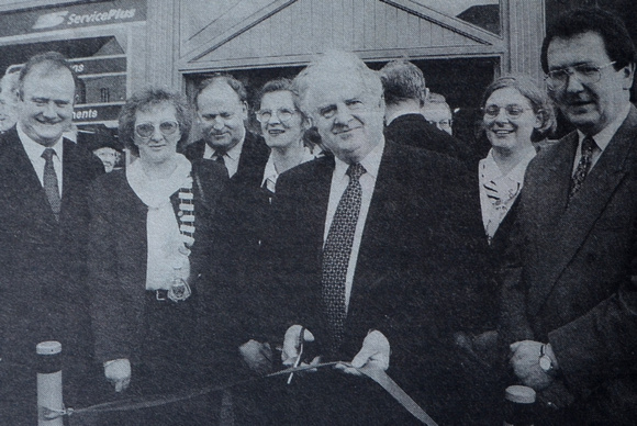 Greystones Post Office opening with Billy Timmins, Patricia Feldwick & Postmaster Tom O'Neill 1998 Bray People