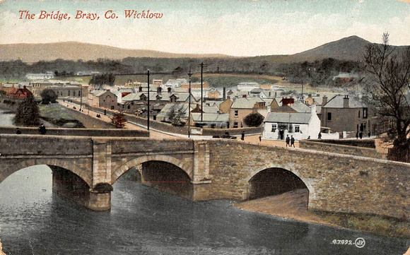 The Bridge, Bray, Co Wicklow postcard colorised