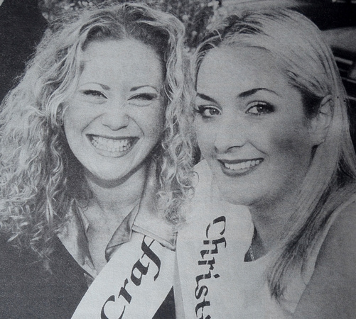 Greystones Festival Queen contestants Vivienne Clifford, for Curtain Craft, and Sorcha Kinsella, for Christines 1998 Bray People