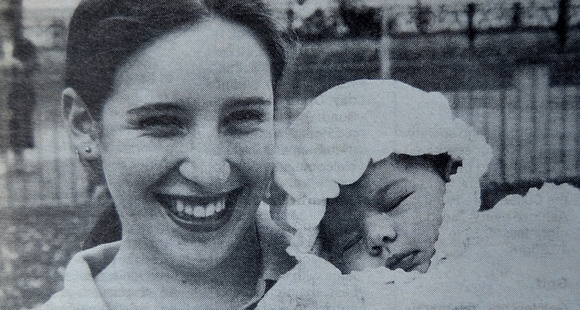 Megan Hempenstall wins the Bonny Baby competition, with mum Fionnula 1998 Bray People