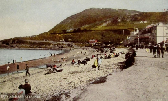 Bray Head & Seashore colour postcard