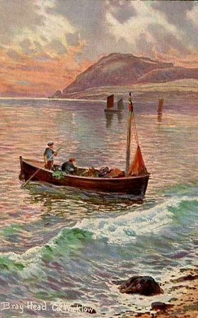 Bray Head with boat postcard