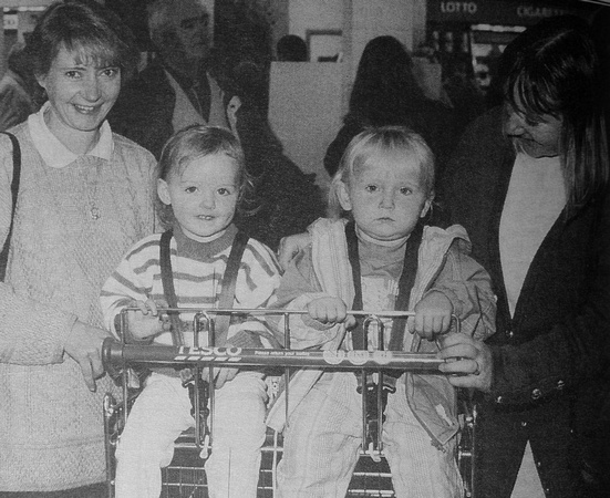 Louise & Caira Halvey with Vivienne & Haley Mitchell at Tesco's big do 1998 Bray People