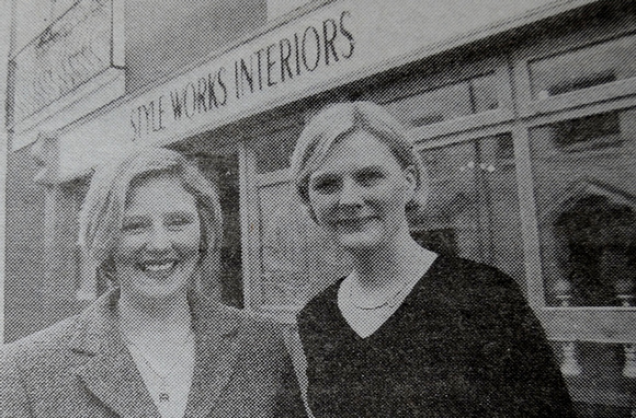 Tracy Stokes & Taragh Hanley outside their Style Works Interiors HQ 1999 Bray People