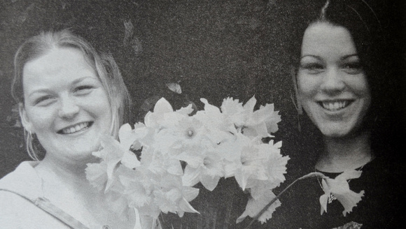 Caroline Pegman & Corina Gaffey help launch Daffodil Day 1999 Bray People