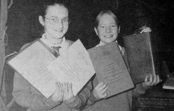 Rosemary Mulligan & Sarah Pritchard at the Young Scientist Exhibition 1999 Bray People