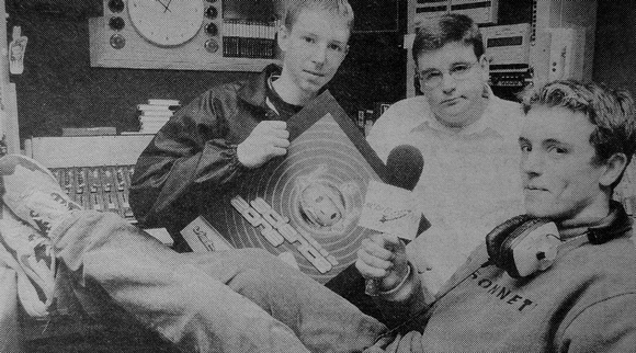 Keith Thompspon and Derry Nairn rocking Rocket FM with East Coast's Chris Doyle 1999 Bray People