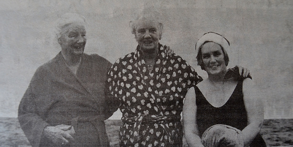 Joan Ledbetter, Pat Boate & Carmel Stokes at the Christmas Day Swim 1998 Bray People