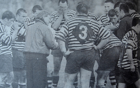 Greystones coach Kieran Fitzgerald lays down the law at Dr Hickey Park 1998 Bray People