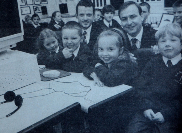 Michael Martin canvassing St Kevin's kids Charlotte Carney, Sean Purcell, Julie O'Byrnes & Killian Dunne 1998 Bray People