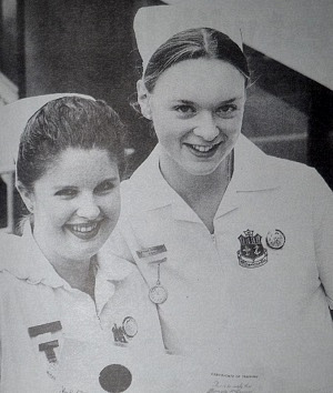Freshly-minted nurses Dervela O'Connor & Suzanne Connolly 1998 Bray People (677x800)