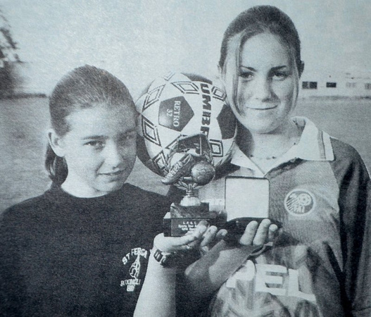 Katie Taylor scores a hat-trick for Dublin in the U14s whilst Catherine Corbett scored in the U18s 1998 Bray People (800x683)