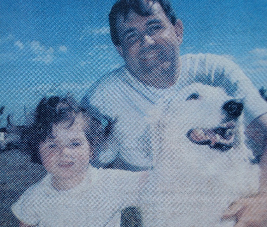 David & Naomi with their dog, Snowy, at the Greystones Summer Fest 1999 Bray People