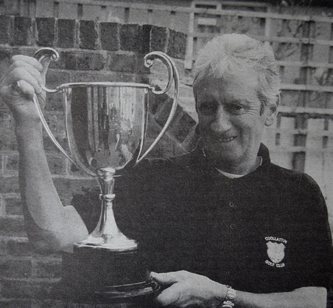 Edward Morley shows off his Greystones Golf Club Intermediate Perpetual Scratch Cup 1999 Bray People