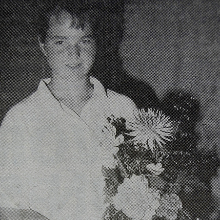 Katie O'Regan Doyle with her prize-winning flower arrangement 1999 Bray People