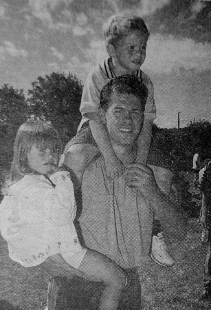 Steven Duggan with his little brats, Sam & Ruby, at the Greystones Summer Fest 1999 Bray People