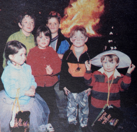 Ian, John, Caoimhe & Peter Conroy with Harry & Emily Stephenson at the Bray bonfires 1999 Bray People