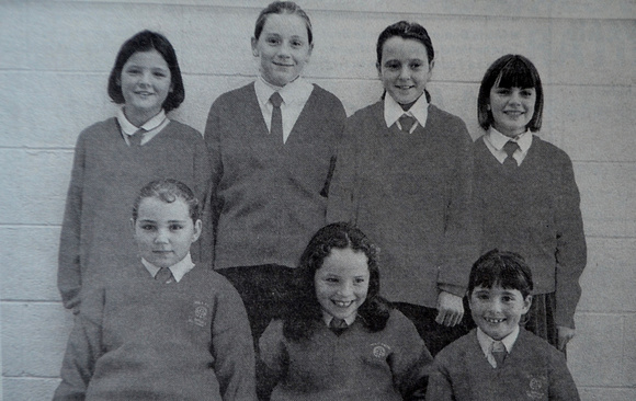 St Brigid's angels Emma Reilly, Caoimhe McManus, Louise Healy, Aisling Murray, Nicola Young, Mairead Fortune & Niamh Kitty 1999 Bray People