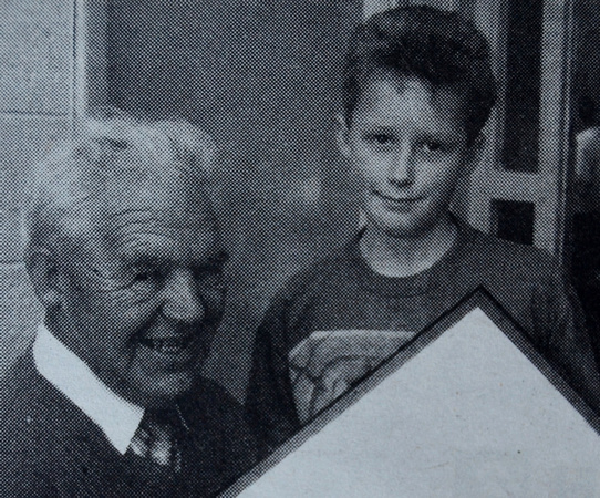 Jim Lyncy presents 10-year-old Nicolas Broadstock with Best Junior at Delgany & District Horticultural show 1999 Bray People