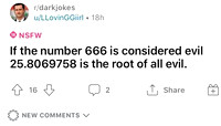 666 sign of the devil evil roote of all evil numbers maths joke