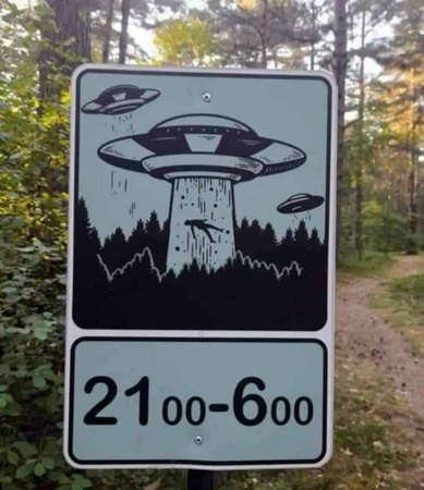 aliens sign warning woods forest nasa