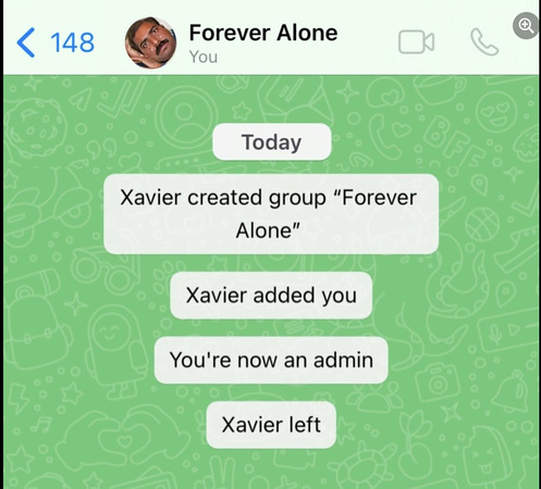 forever alone no friends no mates joke whatsapp social media