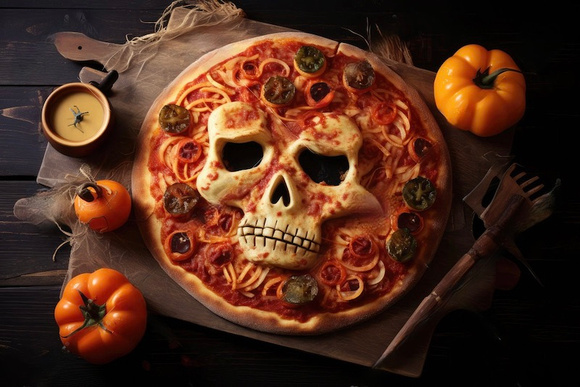 halloween skull pizza