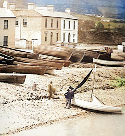 Harbour Boatmen by Robert French colourised