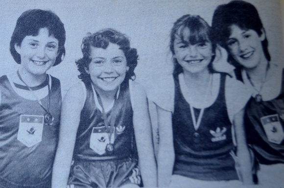 Greystones Athletics Club's Helen Coughlan, Nicola Barry, Rachel Mooney & Jennifer Coughlan June 1985 Bray People #1 (800x529)
