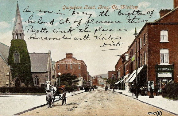 Quinsboro Road, Bray antique postcard. Source ebay 16APR20 Gethings