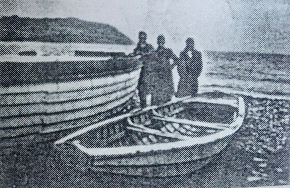 Photo No.4 - Lifeboat & jolly boat from M.V. Bolivar at Greystones harbour with Bray head