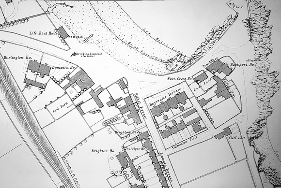 The Belle Vue Gary Paine 6AUG24 Photo No19 - Section of 1883 Ordnance Survey map of harbour area