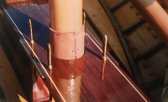 Photo No.7 - M.V. Bolivar leather on mast of newly built Water Wag in 1995