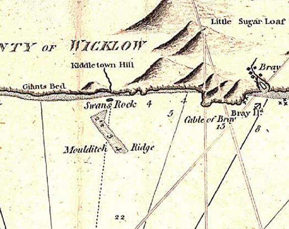 The Belle Vue Gary Paine 6AUG24 Photo No4 - Old map of coast showing Swans Rock marked